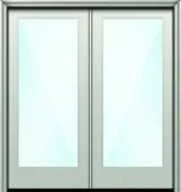 80" Full Lite Nova 90 Modern Smooth Fiberglass Direct Glazed Double Door