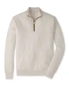 Autumn Crest Suede Trim 1/4 Zip Sweater Ivory