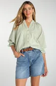 3/4 Sleeve Button Front Woven Top (Liverpool)