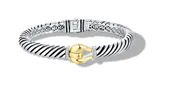 Classic Cable Bracelet with Diamonds in Silver and 14K Gold