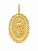 14K Gold Miraculous or Guadalupe Beaded Border Medal