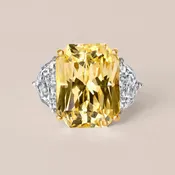 14.84 CT Yellow Sapphire and Diamond Three-Stone Ring