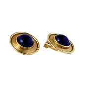 14K Gold and Lapis Lazuli Greco Round Earrings