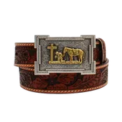 3D Belt® Children's Tooled Cowboy Prayer Brown Leather Belt D120001808