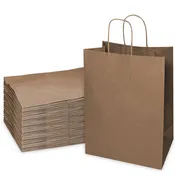 12x7x13 Large Kraft Paper Gift Bags w/Twine Handles: 25pcs