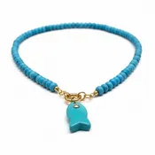 Semiprecious Turquoise Beaded Necklace with Turquoise Fish Pendant