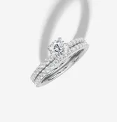 0.50 ct Round Natural Diamond Ring with Plate Prong 4 Prong Plain Design in White Gold White Gold 14KT Gold G/VS Matching Band White Gold Size 6