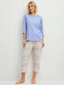 100% Cotton Harmony Blue Print 7/8 Pajama Set