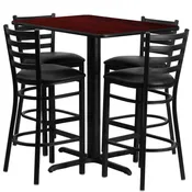 24″ x 42″ Laminate Bar Height Table Set With Ladder Back Bar Stools