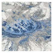 10'1"x10'1" Blue Abstract Design Wool and Silk Hand Knotted Square Rug R62878