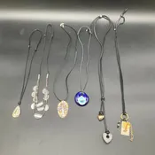 Boho Spiritual Costume Jewelry Lot 6pc Evil Eye Tree of Life Heart Necklaces