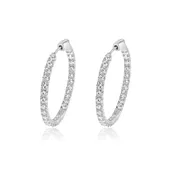 14KW Gold Inside-Outside Diamond Hoop Earrings 56D=3.50Ct