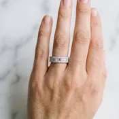 10K White Gold 1.09 Carat E VS Pave Round and Baguette Diamond Eternity Band with Channel and Prong Setting
