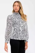 ANIMAL PRINT MIX MEDIA CUFF MOCKNECK