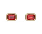 10k Yellow Gold Bezel-Set Garnet Earrings