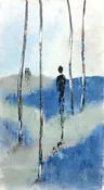 "Blue Mood" by Gudrun Newman 24" x 48" — Framing Wholesalers, Inc.