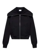 7 For All Mankind High Neck Zip Hoodie in Cotton Black - Runway Collection