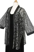 Mother of Bride Kimono Jacket Metallic Lace Silver Grey Black Size 18/20