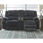 Contemporary Double Reclining Loveseat with Center Console - Slate
