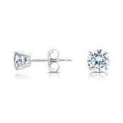 1 Carat Round Brilliant Diamond Studs – 14K White Gold