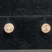 Robert Lance Jewelers & MERITZ-14 Karat Rose Gold Diamond Studs with a Diamond Halo