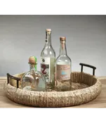 Seagrass Single Rope Round Tray w/Metal Handles