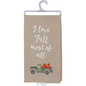 Embroidered dish towel "I love fall"