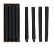 12 Unscented Pleated Taper Candles, Black Color, Two Sizes
