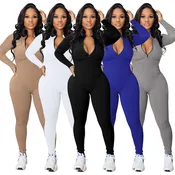 New Arrivals Solid Bodycon Strip Contrast Jumpsuits  Elegant Fall Jumpsuits