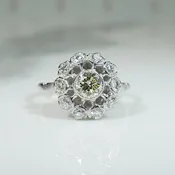 Alluring Platinum Diamond Halo Ring c1950