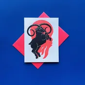 Aries Zodiac Neon Greeting Card