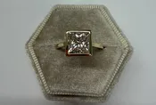 14k Yellow Gold Genuine Lab Grown 2.16 Carat Princess Cut Diamond Bezel Ring