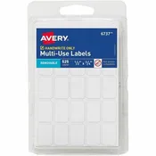 Avery® White Multi-Use Labels - 1/2" Widthss x 3/4" Length - Removable Adhesive - Rectangle - White - Paper - Removable - 25 / Sheet - 21 Total Sheets - 3150 Total Label(s) - 525/Pack - 6/pack