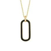 14K Yellow Gold and Black Enamel Oval Pendant — Croft & Stern Jewelry Designs