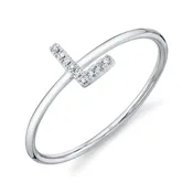 0.03CT 14K W/G DIAMOND LADYS RING - INITIAL L