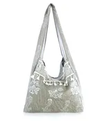 Astra Fabric Hobo Bag-Gray and Silver