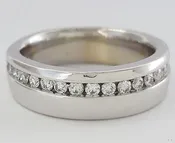 0.5 ct 14k White Gold Round Cut Diamond Wedding Band Ring 12.5 Grams 7 mm