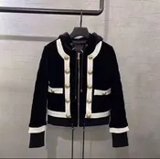 Velvet Crop Button Embellished Jacket