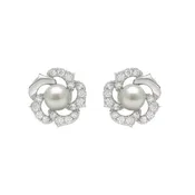 10K White Gold 1/4Ct Round Diamond & Pearl Drop Earrings For Women Classic Luxury Jewelry (Color F-G -Clarity Vs1/Vs2)
