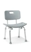 Aluminum Bath Bench with Back - Gray