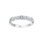 10Kt White Gold Diamond 1/10Ctw & Blue Topaz 1/7Ctw Ring