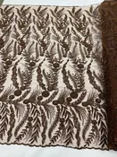 Feather and Vine Beaded Lace Fabric 54” Wide| New Creations Fabric & Foam Inc.