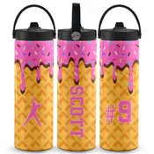 20oz Ice Cream Baseball Drip Water Bottle
