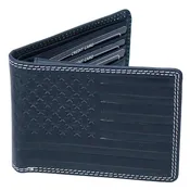 American flag RFID Bifold Leather Wallet in Black #WC040KFLAG