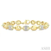 1/10 Ctw Bold Mariner Link Round Cut Diamond Fashion Bracelet in Yellow Gold Vermeil