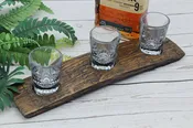3-Glass Bourbon Flight – Reclaimed Barrel Stave Tasting Tray with 2 oz Glasses
