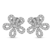 14k Gold and Diamond Flower Earring