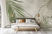 Wall mural Abstract Brushstrokes and Palm Fronds