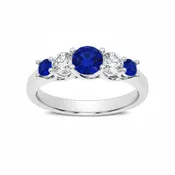 14K White Gold Blue Sapphire & Diamond Ring