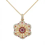 14k Ruby Floral Pendant